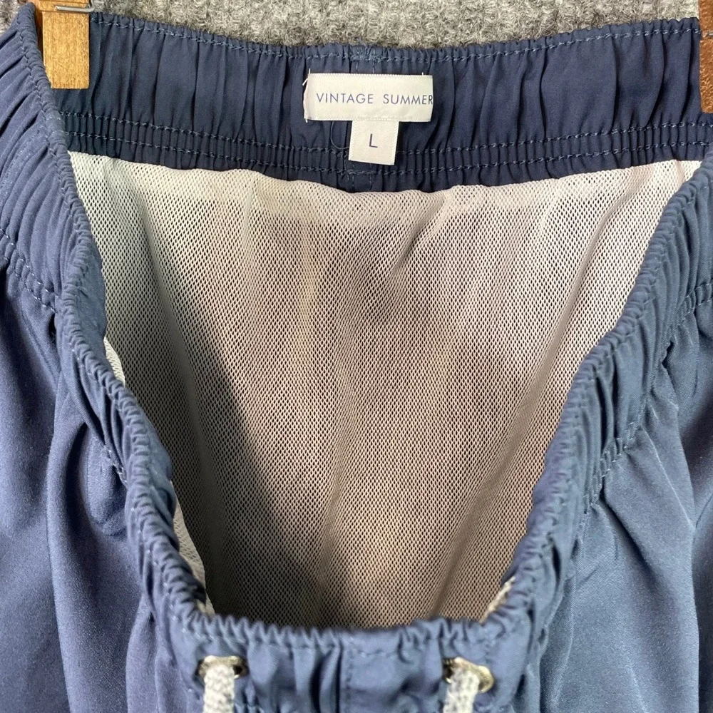 Vintage Summer Swim Trunks Mens Large Blue E30833SET Mesh Lined Stretch Shorts